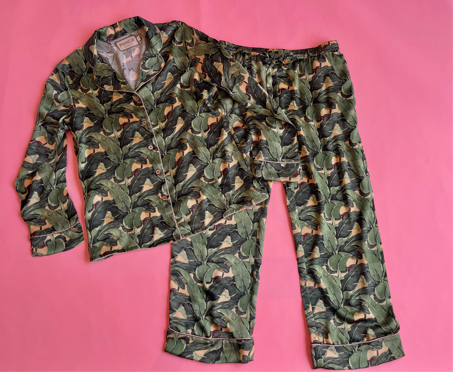 TROPICAL PUNCH Pajama Set Banana Leaf