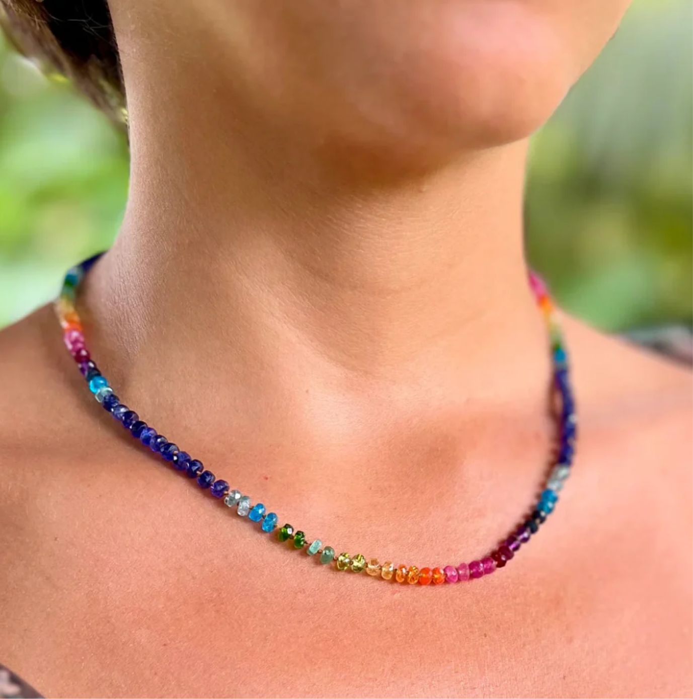 Amalia Lei Necklace Choker Midnight Sapphire Rainbow Lei
