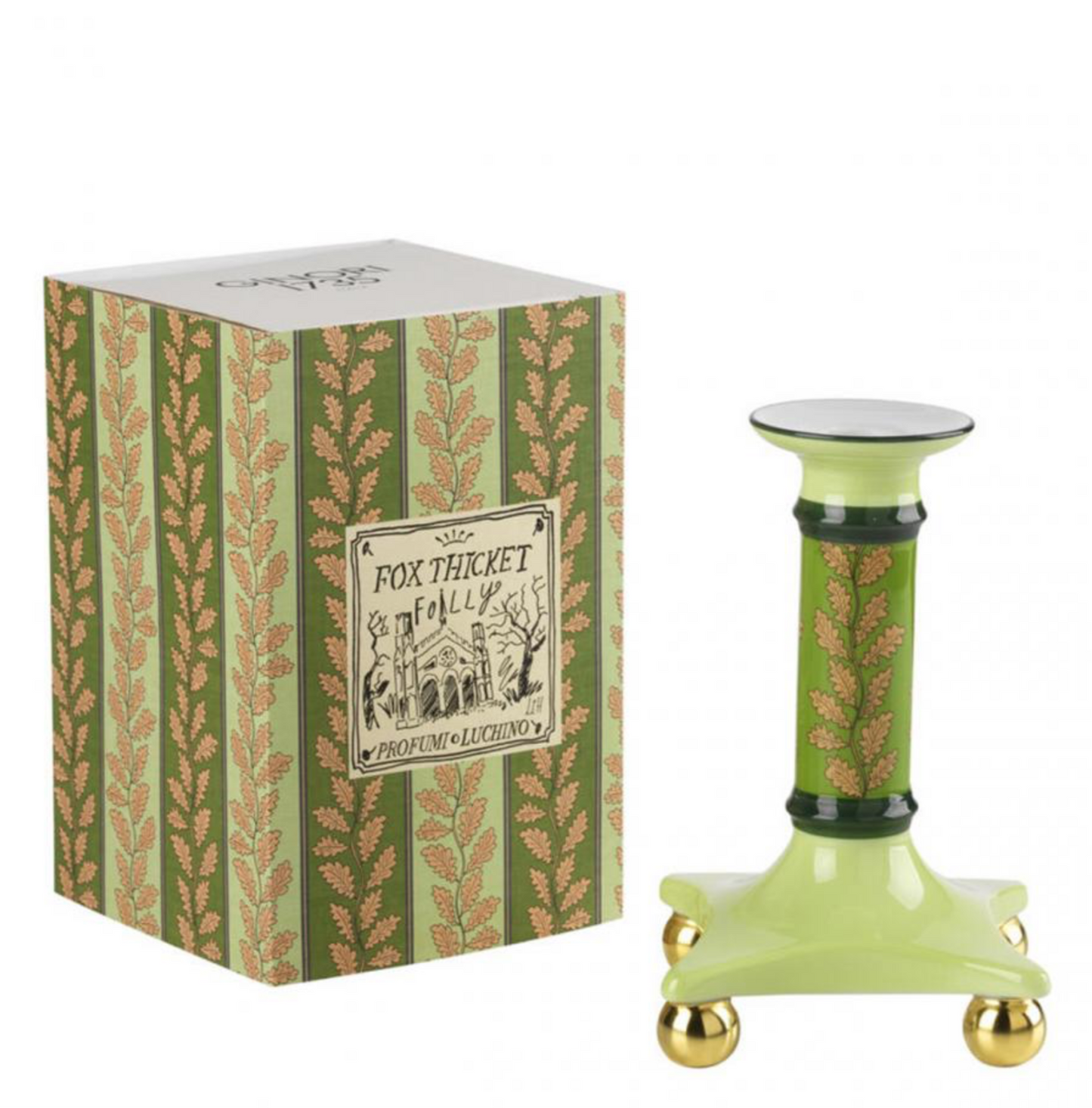 GINORI 1735 Designer porcelain candleholder fox thicket folly