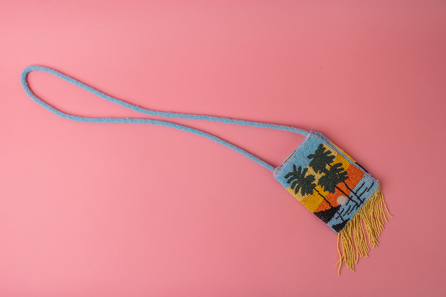 TROPICAL PUNCH Beaded Purse-Blue Palms