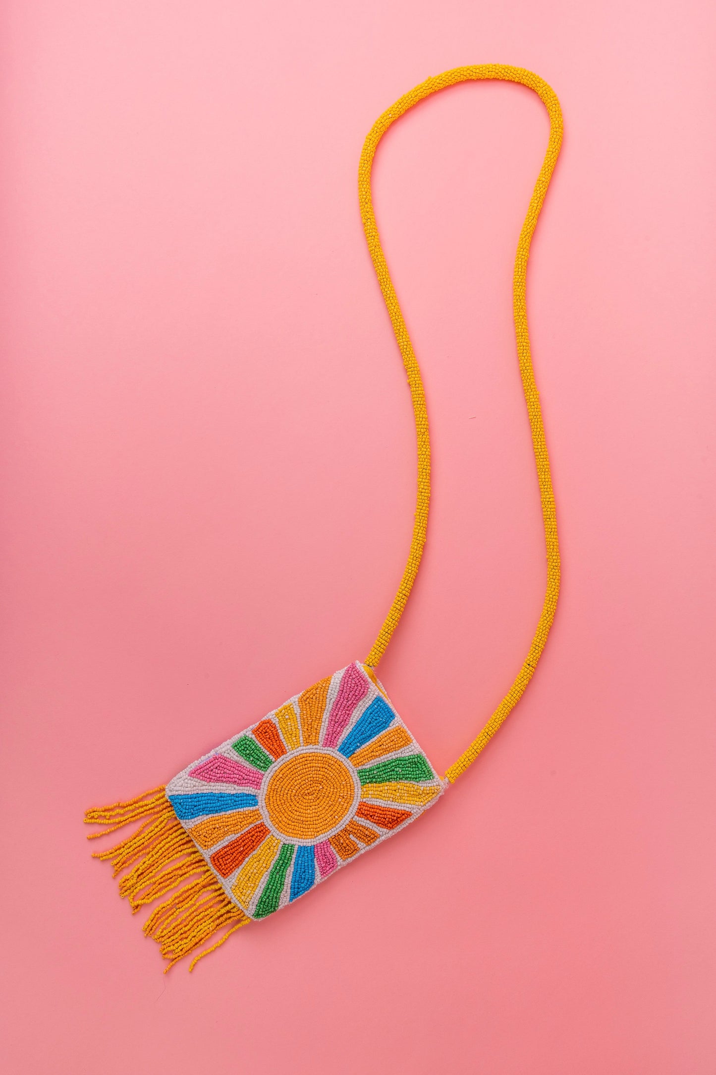 TROPICAL PUNCH Beaded Purse- Yellow Sun