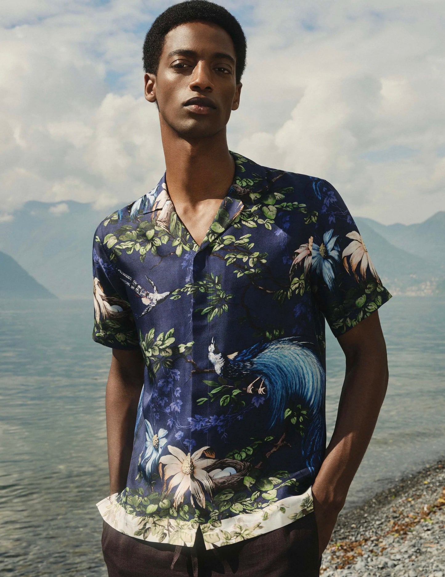 Orlebar Brown NIGHT IRIS MAITAIN SILK SHIRT