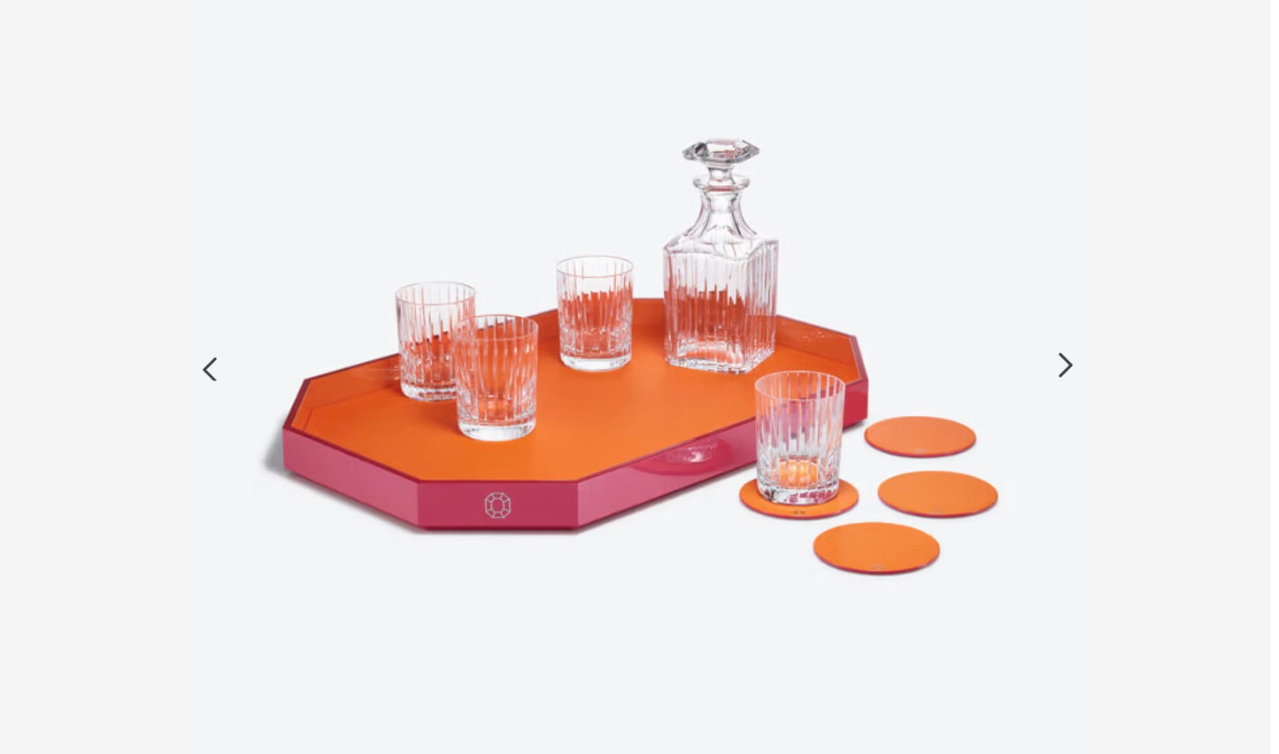 BACCARAT Octogone tray & coaster x4 & harmonie tumblers & whiskey decanter