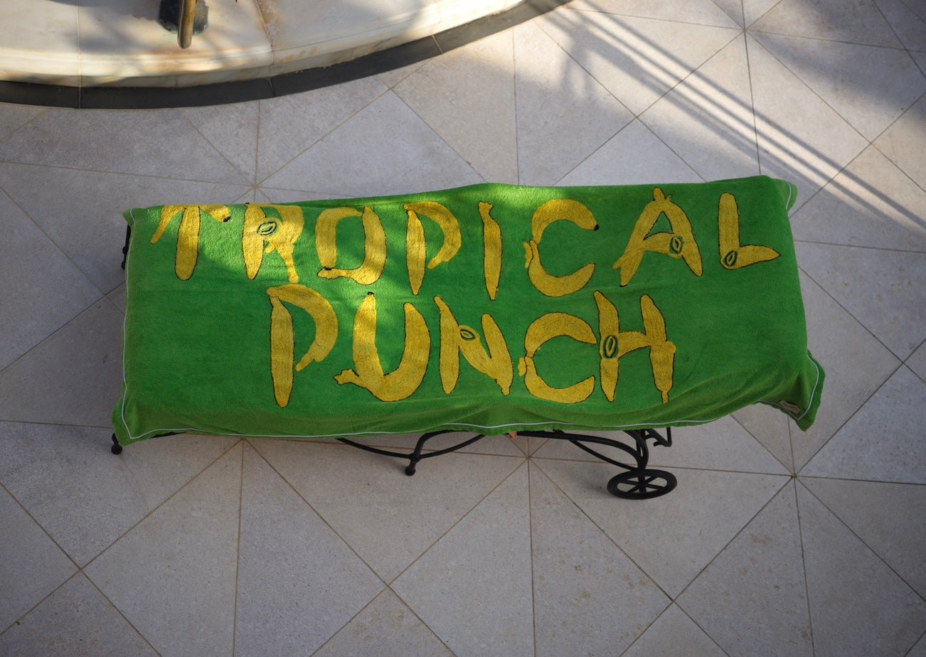TROPICAL PUNCH Terry Cloth Beach Towel-Green
