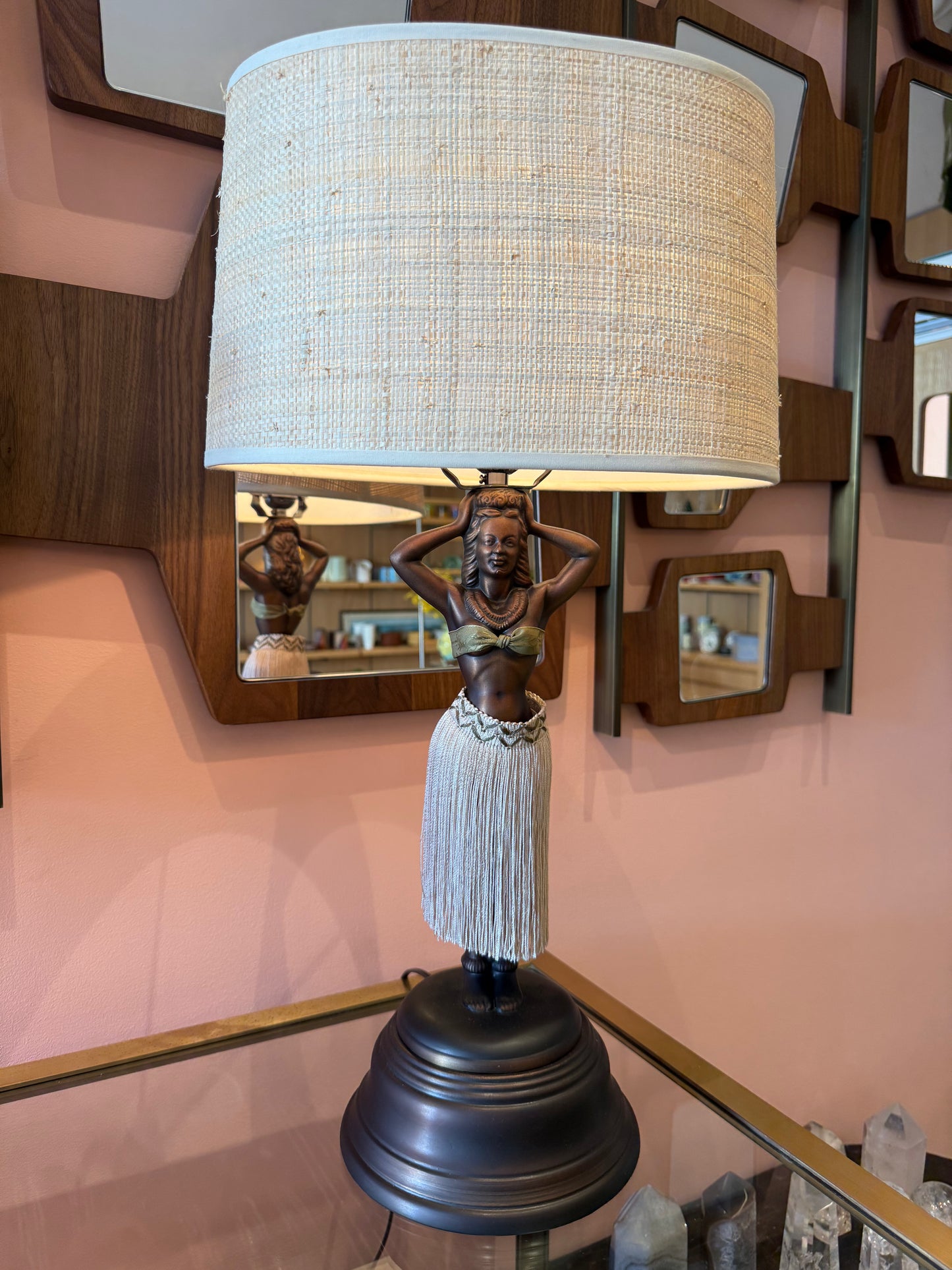 Hand cast Hula girl lamp