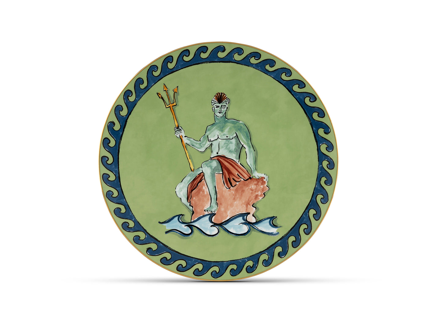 GINORI 1735 Designer porcelain Il viaggio di nettuno centerpiece and charger plate
