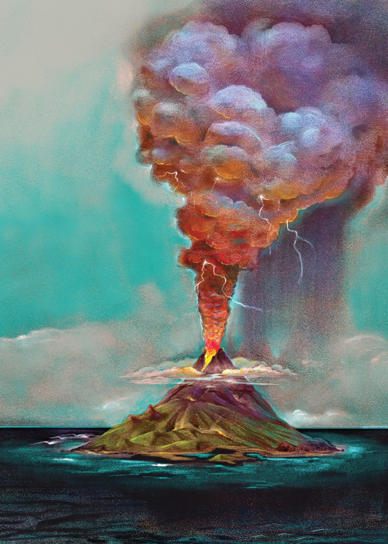 TROPICAL PUNCH woven Mongolian Cashmere Blanket-Punch Volcano