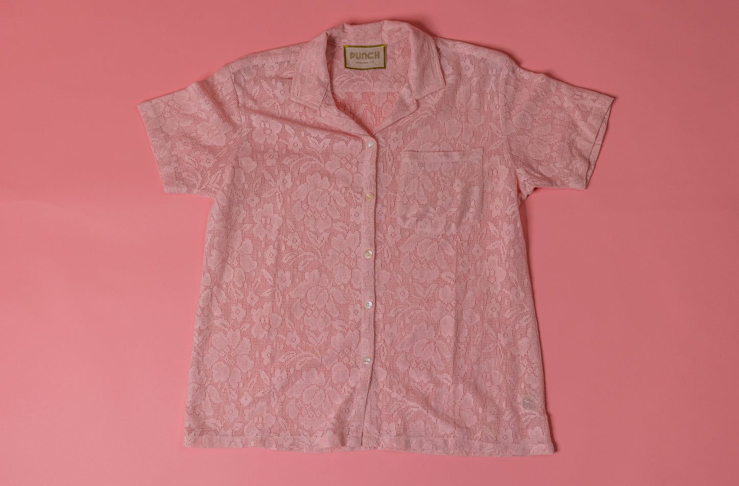TROPICAL PUNCH Lace Button-Down