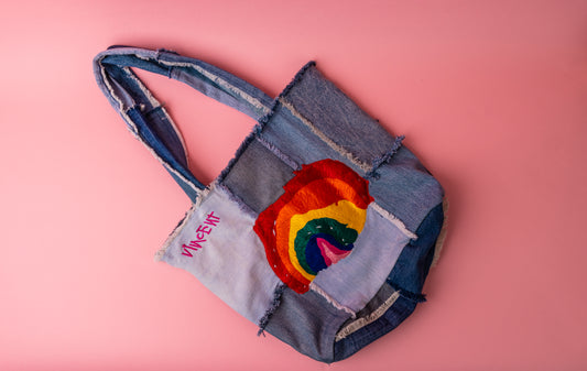 TROPICAL PUNCH "Paradisaea" Denim Rainbow Bag