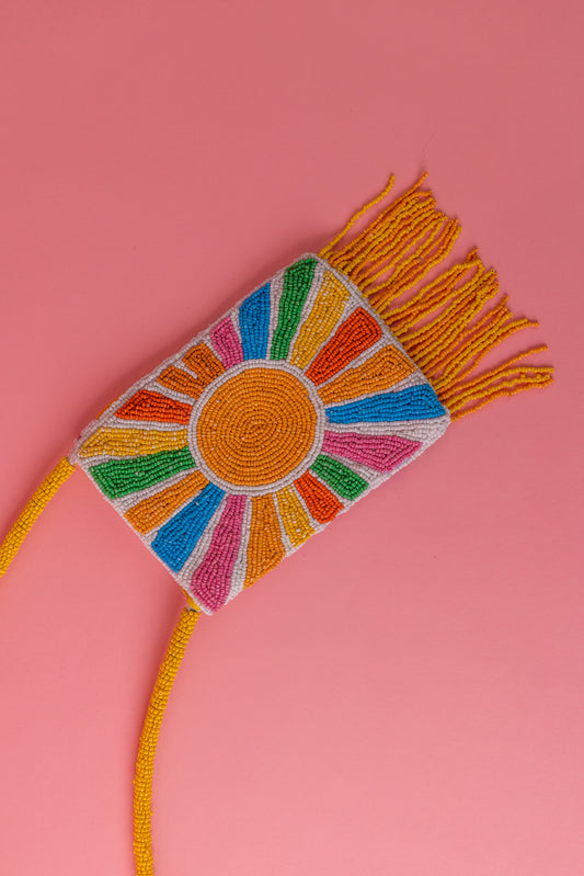 TROPICAL PUNCH Beaded Purse- Yellow Sun