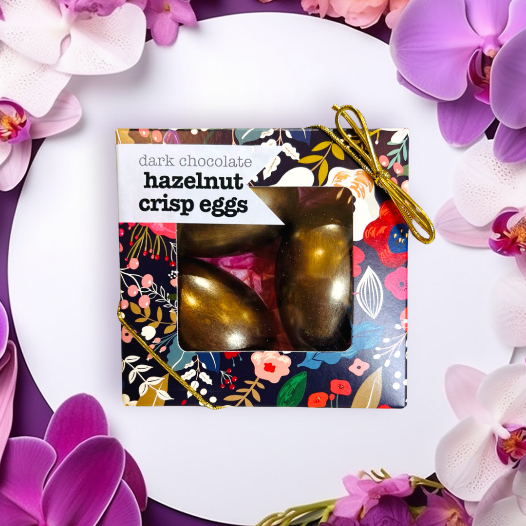 The Xocolate Bar - Hazelnut Crisp Eggs - Dark vegan chocolate Easter egg