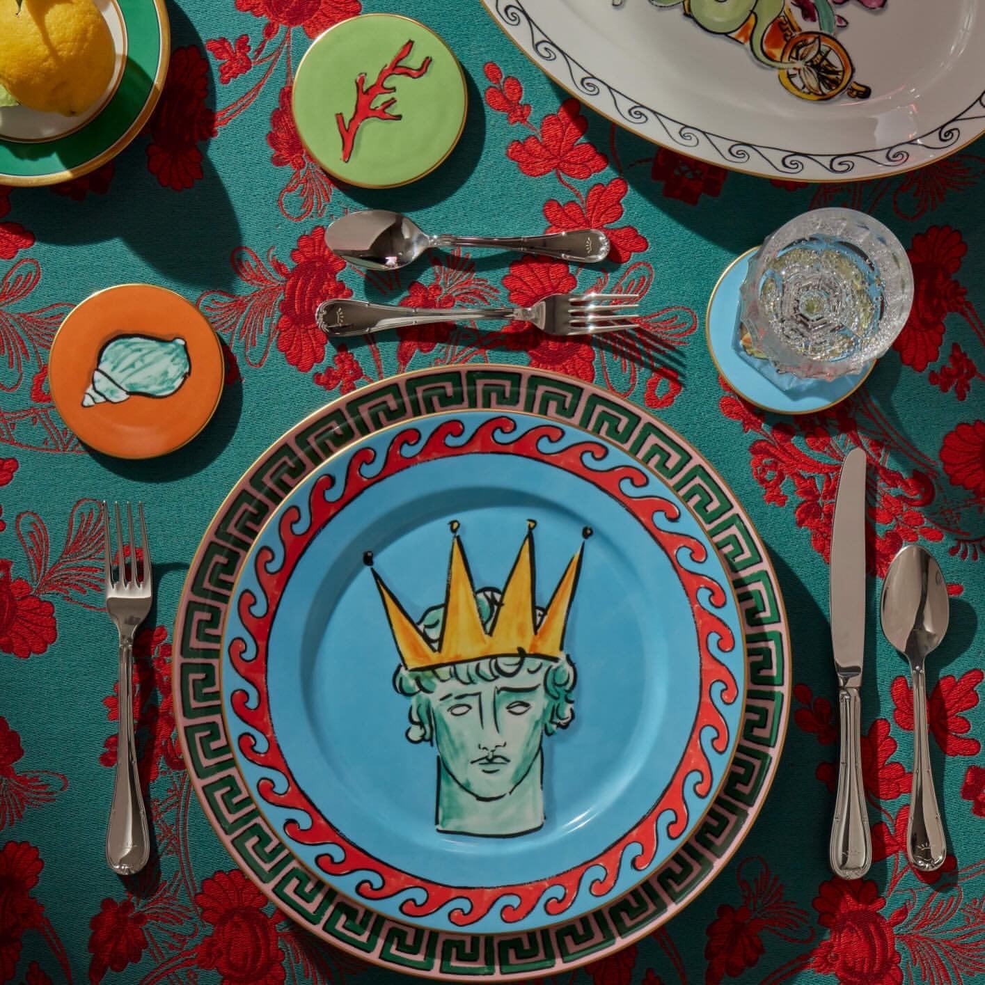 GINORI 1735 Designer porcelain Il viaggio di nettuno flat plate