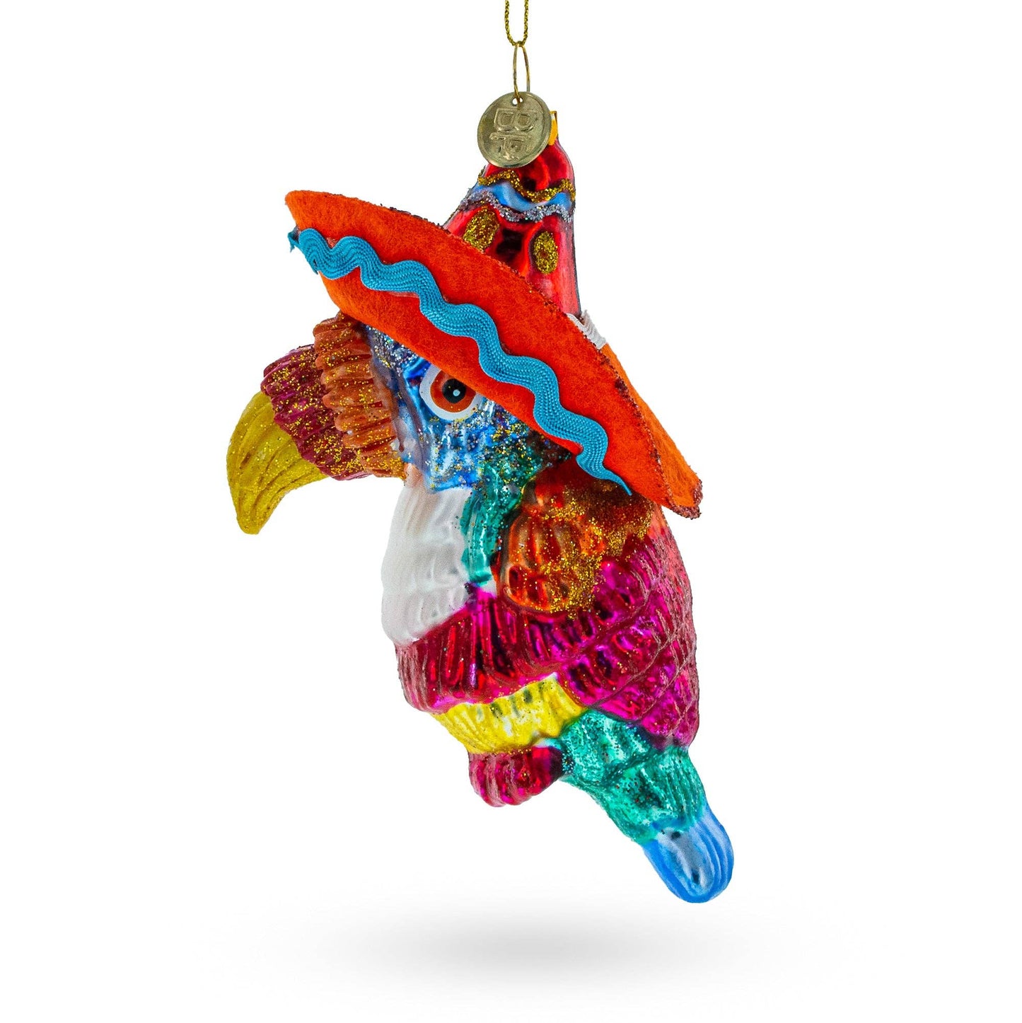 BestPysanky - Tropical Toucan in a Sombrero Hat Blown Glass Ornament