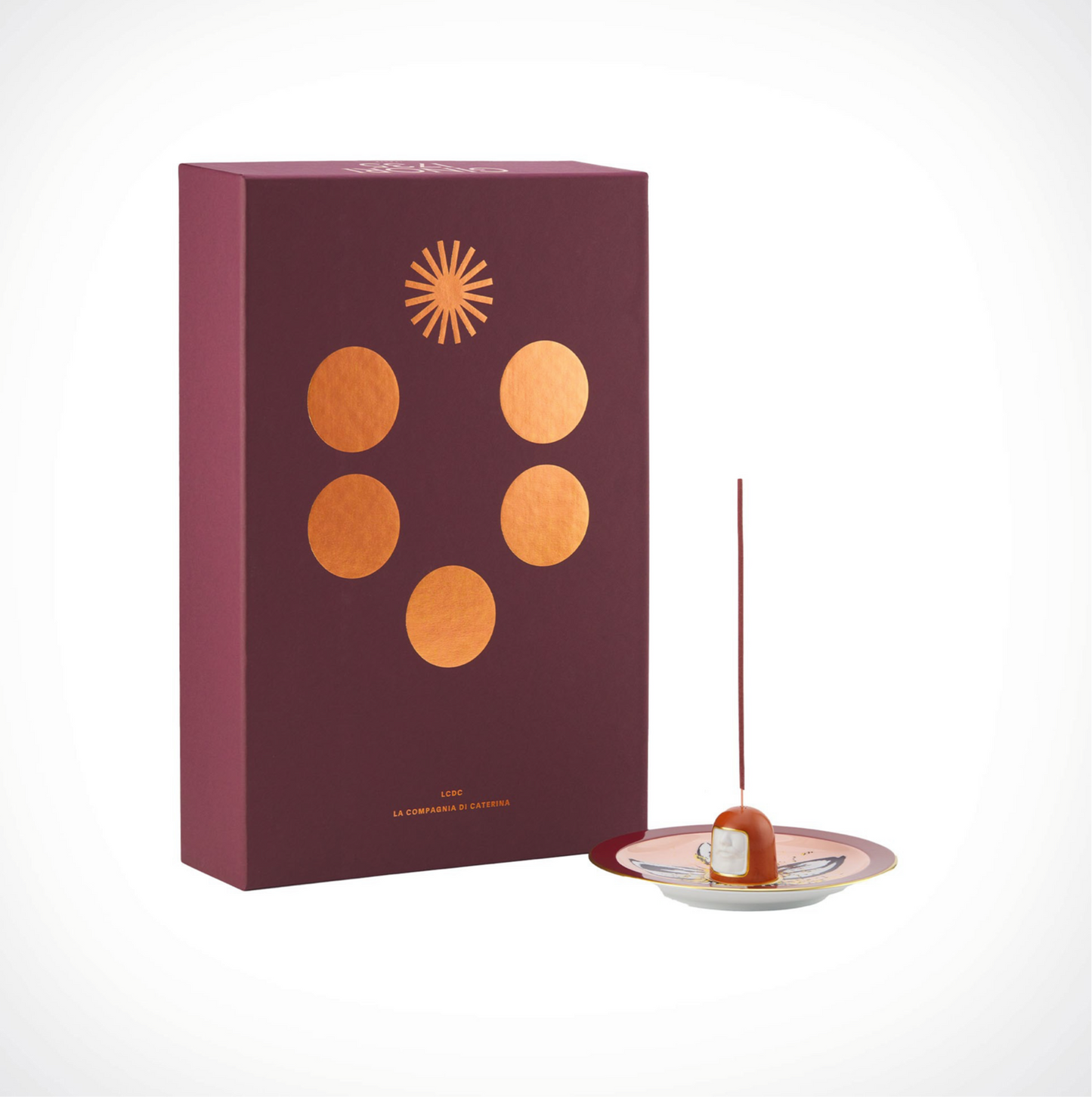 GINORI 1735 Designer porcelain scented incense set-orange renaissance
