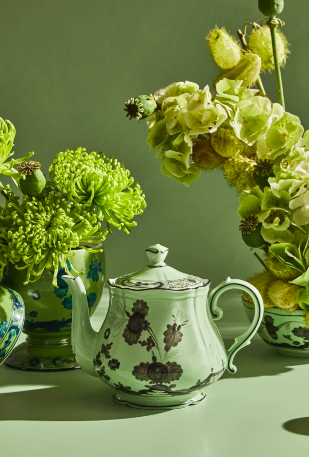 GINORI 1735 Designer porcelain oriente italiano bario green tea pot