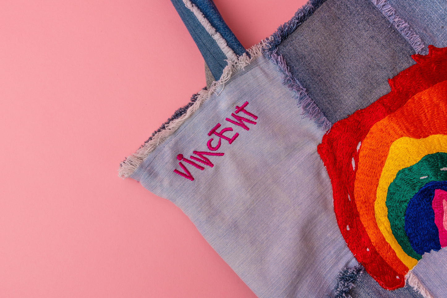 TROPICAL PUNCH "Paradisaea" Denim Rainbow Bag