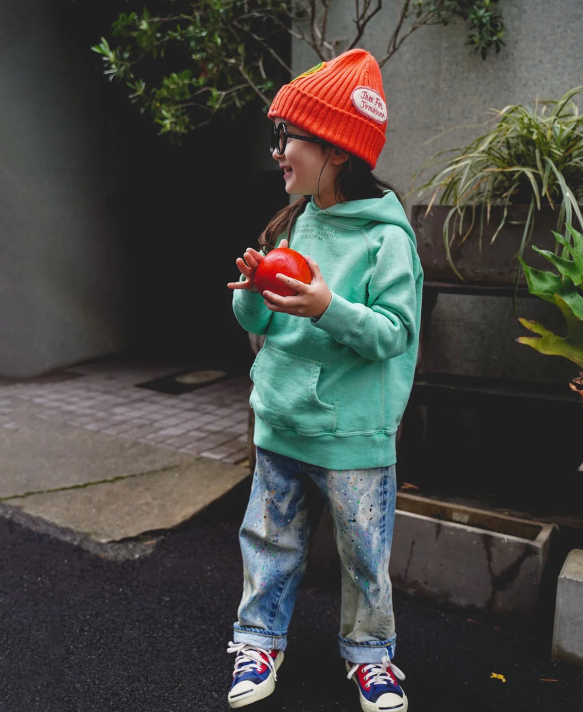 DENIM DUNGAREE Vintage Loopback Simple Hoodie