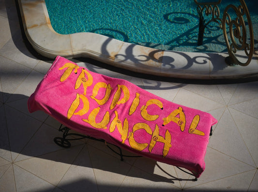 TROPICAL PUNCH Terry Cloth Beach Towel-Pink