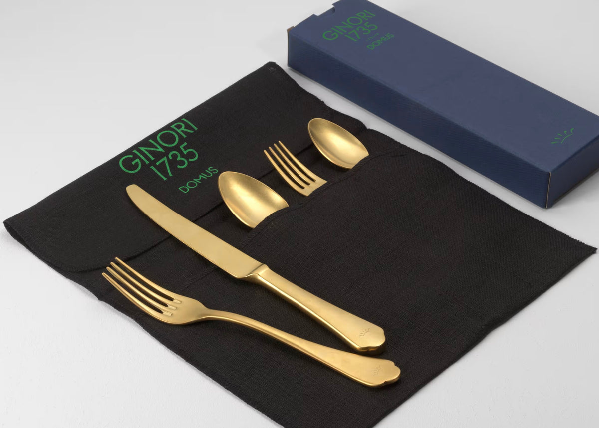 Ginori 1735 5-PIECE CUTLERY SET VINTAGE GOLD FLORA