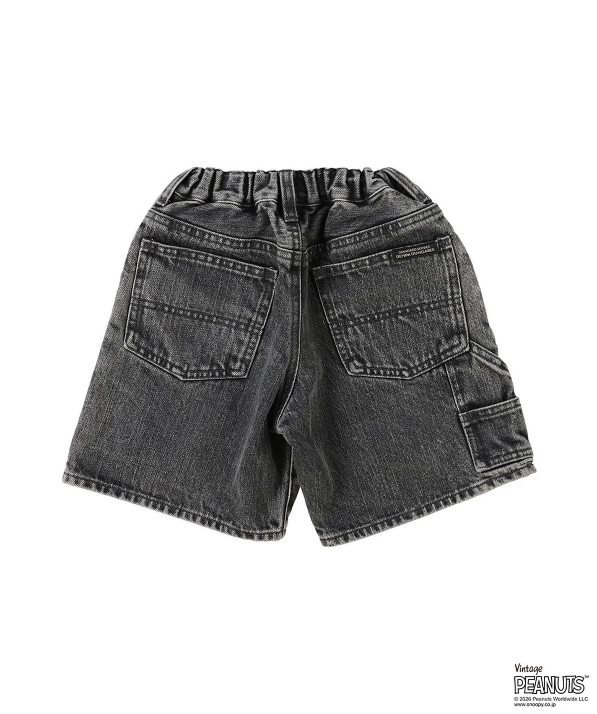 DENIM DUNGAREE Black Denim SNOOPY Shorts