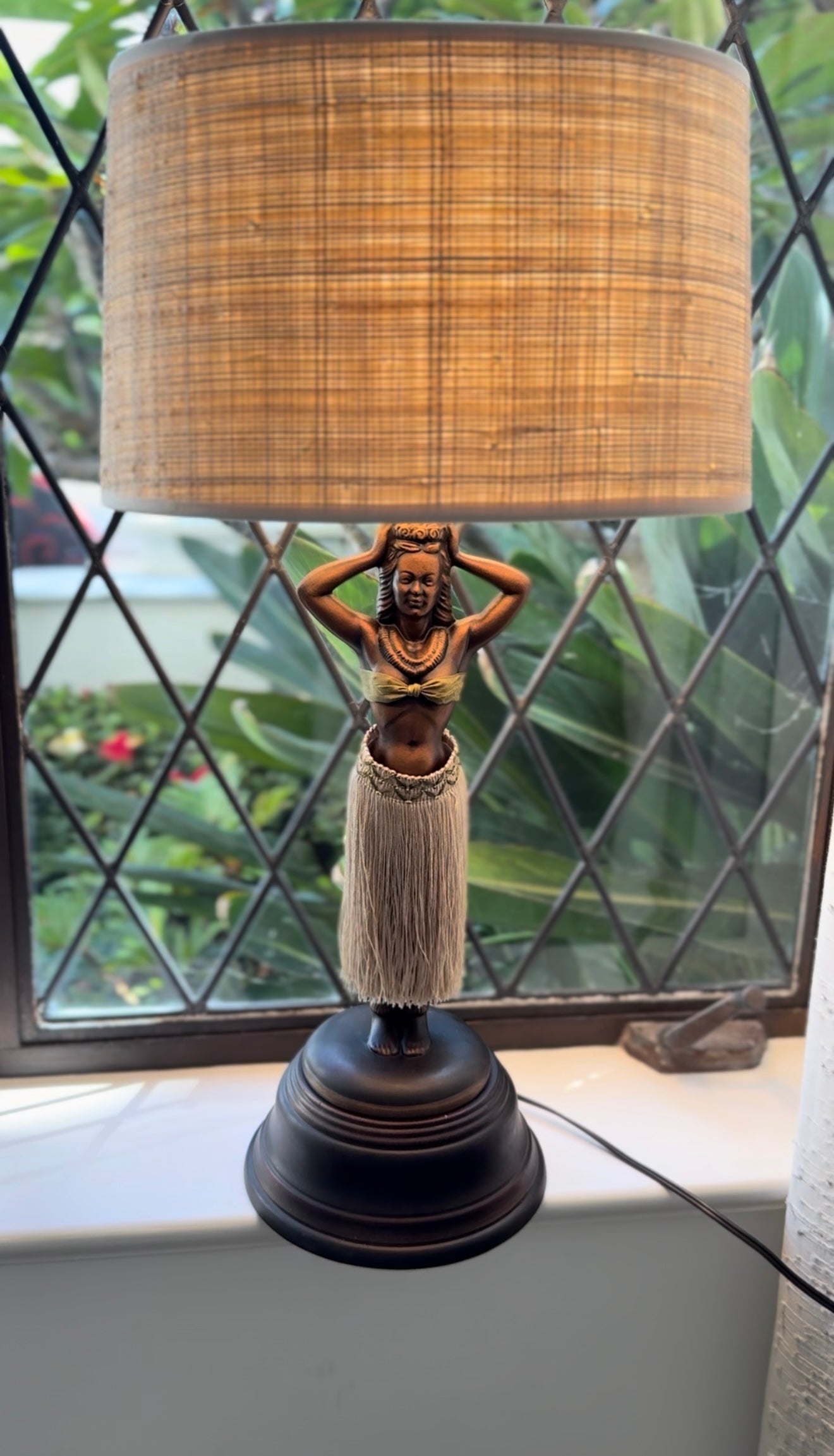Hand cast Hula girl lamp