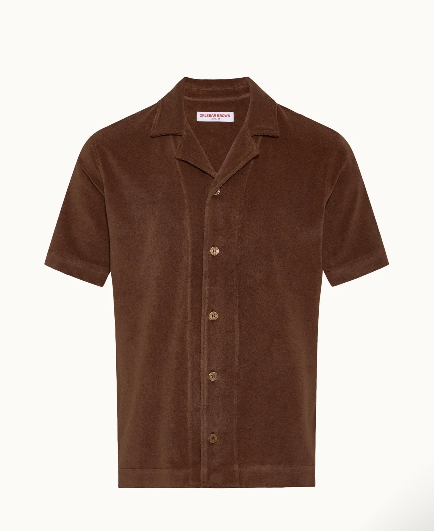 Orlebar Brown CHESTNUT BROWN HAWKIN TOWELING RESORT SHIRT
