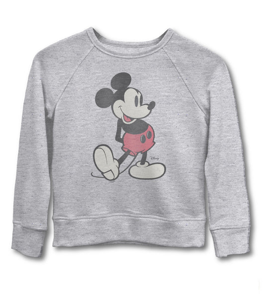Junk Food Clothing KIDS HEATHER GREY CLASSIC MICKEY RAGLAN FLEECE