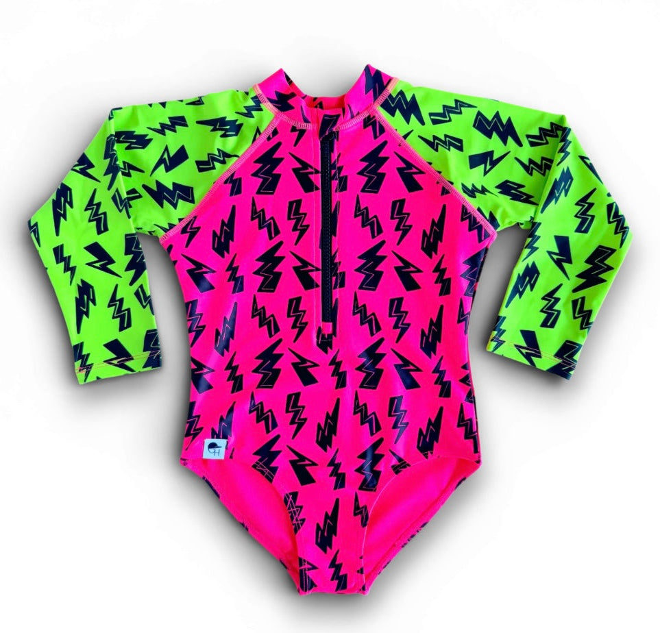 GEORGE HATS Girls Neon Spotfast™ Zip Swim Suit