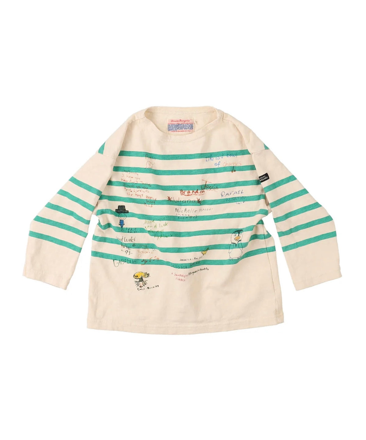 DENIM DUNGAREE Striped Scribble Long Sleeve Tee