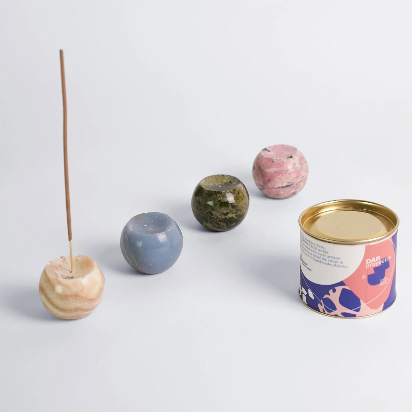 DAR Proyectos-Pink Rhodonite Sphere Incense Holder